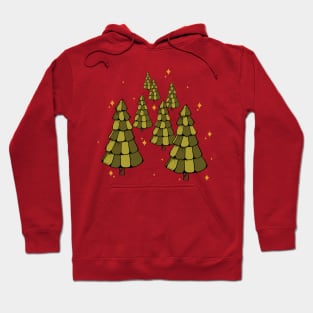 winter evergreen tree with sparkles Hoodie